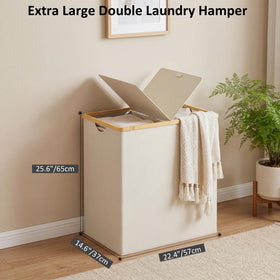 efluky laundry hamper lid open interior highlighting removable bags for easy transport of dirty clothes