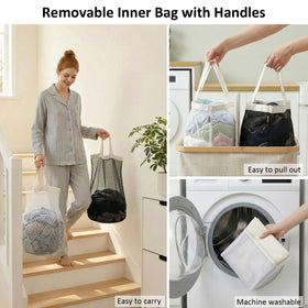 efluky laundry hamper two-section setup in home bathroom illustrating versatile placement