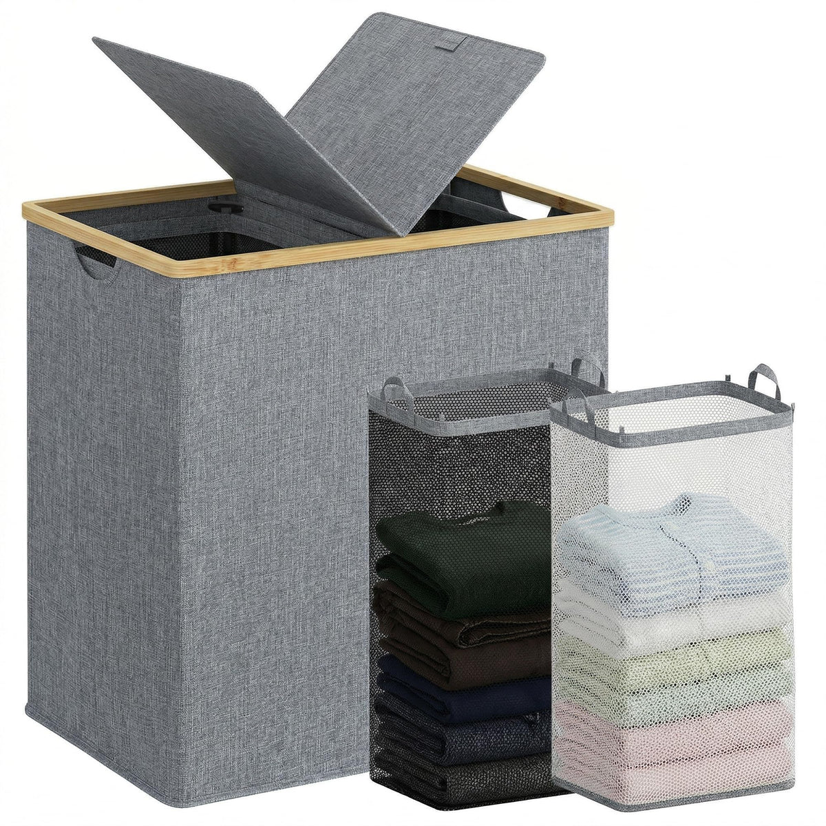 efluky laundry hamper with lid showing lid closed and odor containment