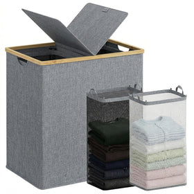 efluky laundry hamper with lid showing lid closed and odor containment