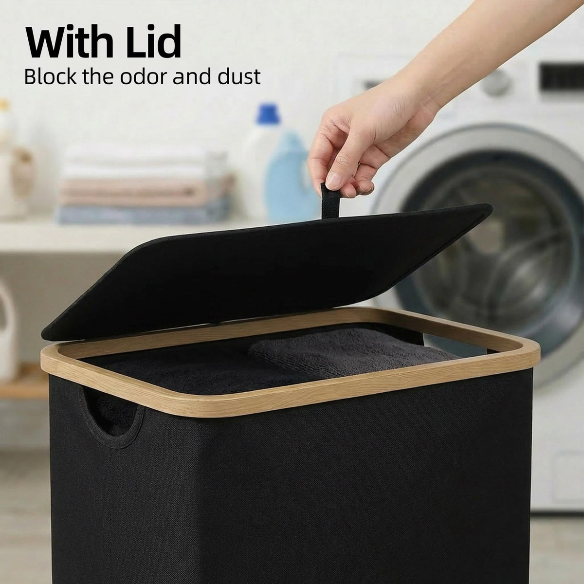 efluky lid keeps dust out and odors contained