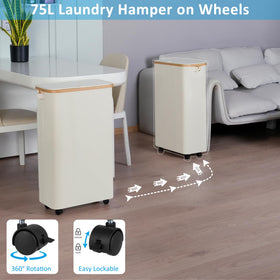 efluky narrow basket with lid hiding messes and blocking odors.