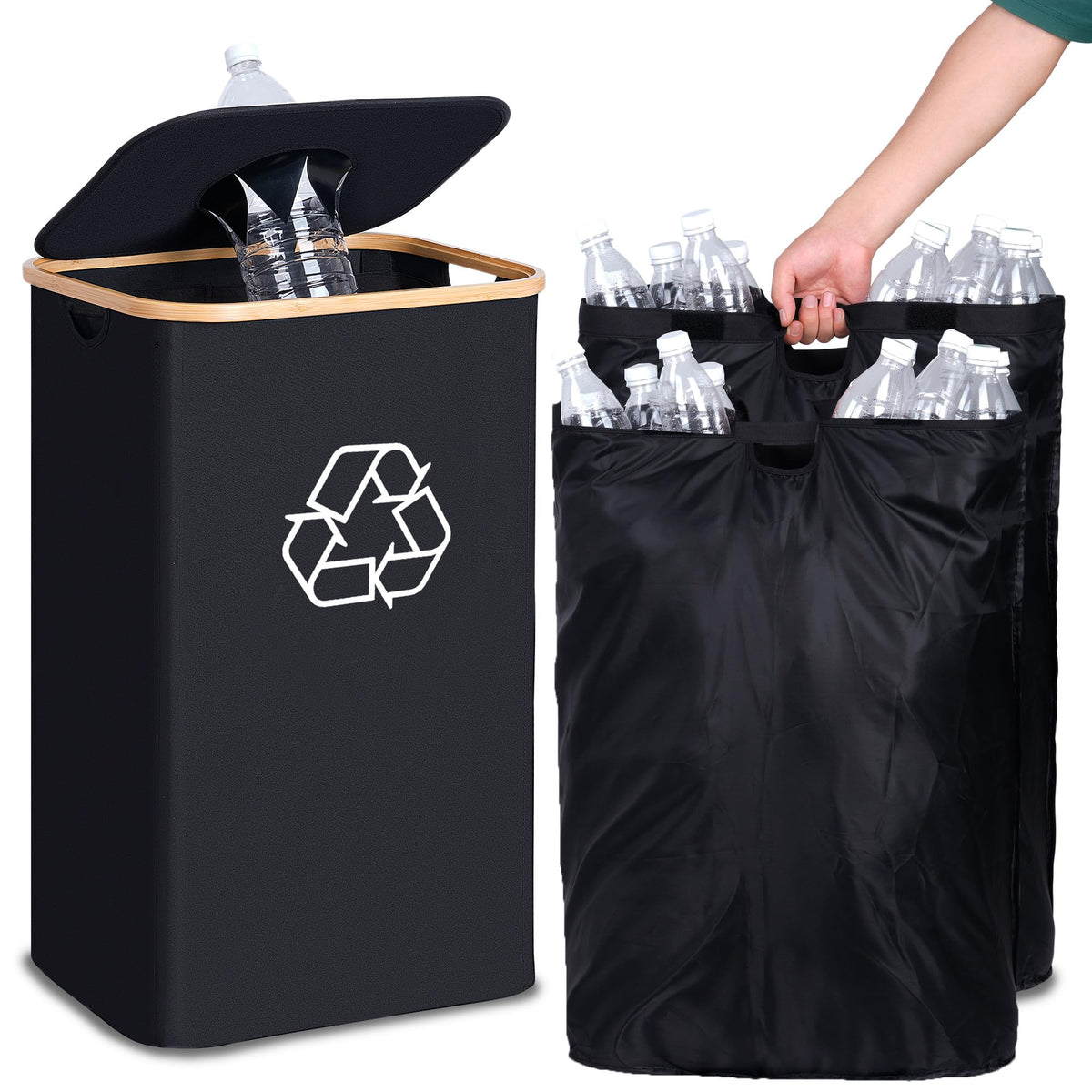 efluky 100L kitchen recycling bin with lid offering odor control and easy sorting.