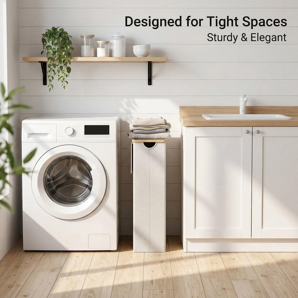 efluky lid blocks dust and odors from the laundry basket.