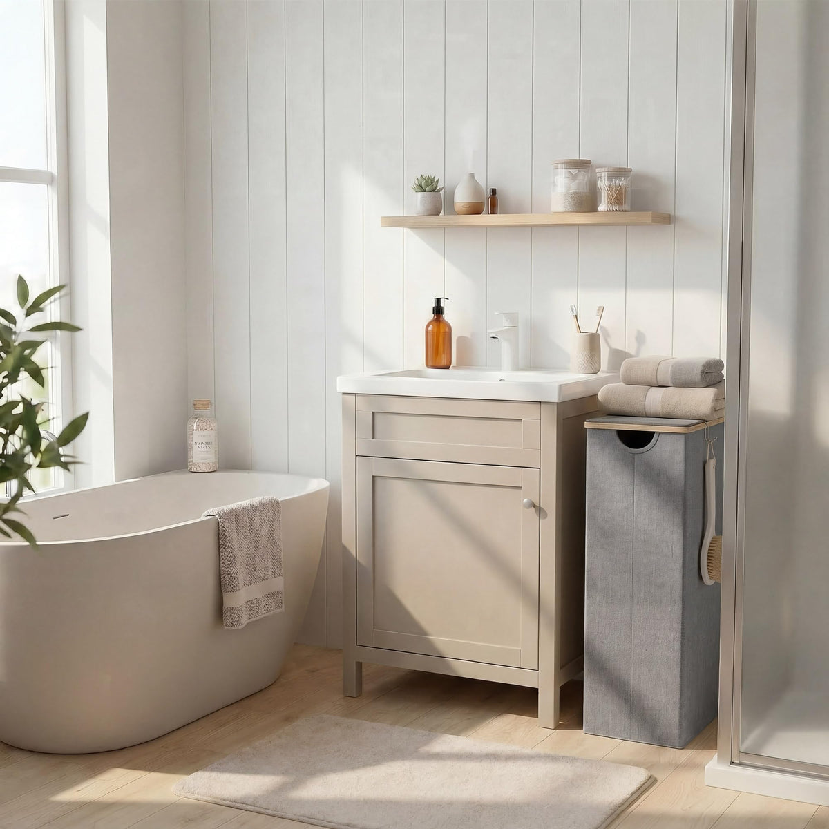 efluky slim laundry basket bamboo handles provide a sturdy grip.