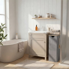 efluky slim laundry basket bamboo handles provide a sturdy grip.
