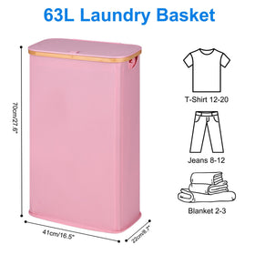 efluky slim laundry basket bamboo handles for easy transport