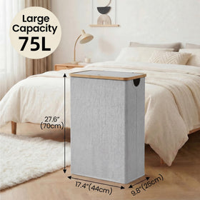 efluky Slim Laundry Basket bamboo handles for easy, secure transport.