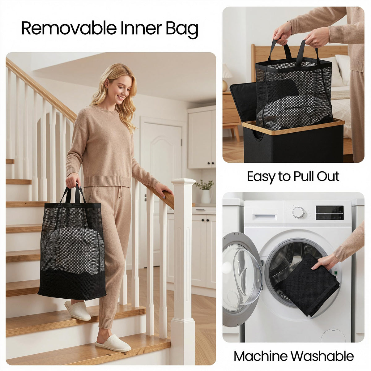 efluky Slim Laundry Basket in a bedroom setup matching decor