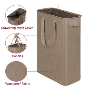 efluky slim laundry basket collapsed demonstrates space-saving storage when not in use.
