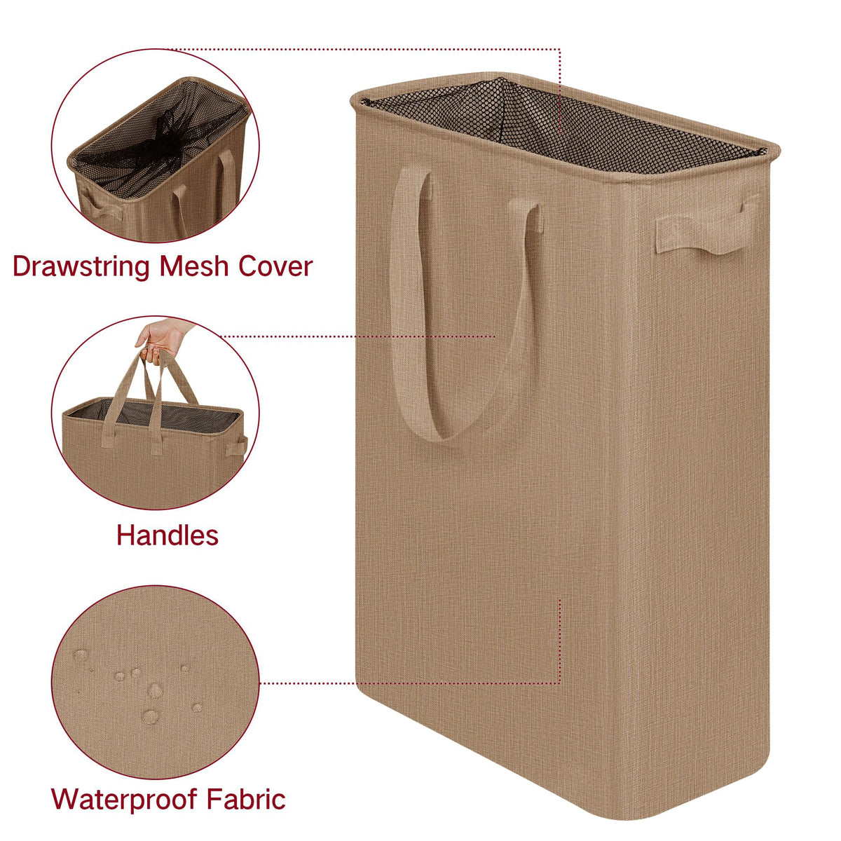efluky Slim Laundry Basket collapsed demonstrates ultra-compact storage.