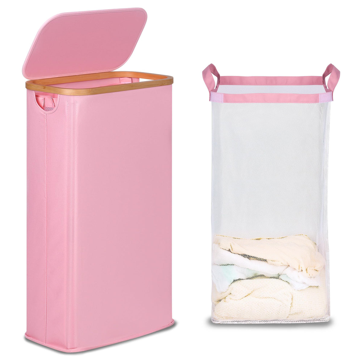 efluky slim laundry basket front view showing compact footprint for tight spaces