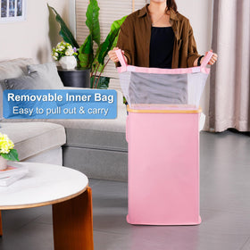 efluky slim laundry basket placed in a bathroom setting