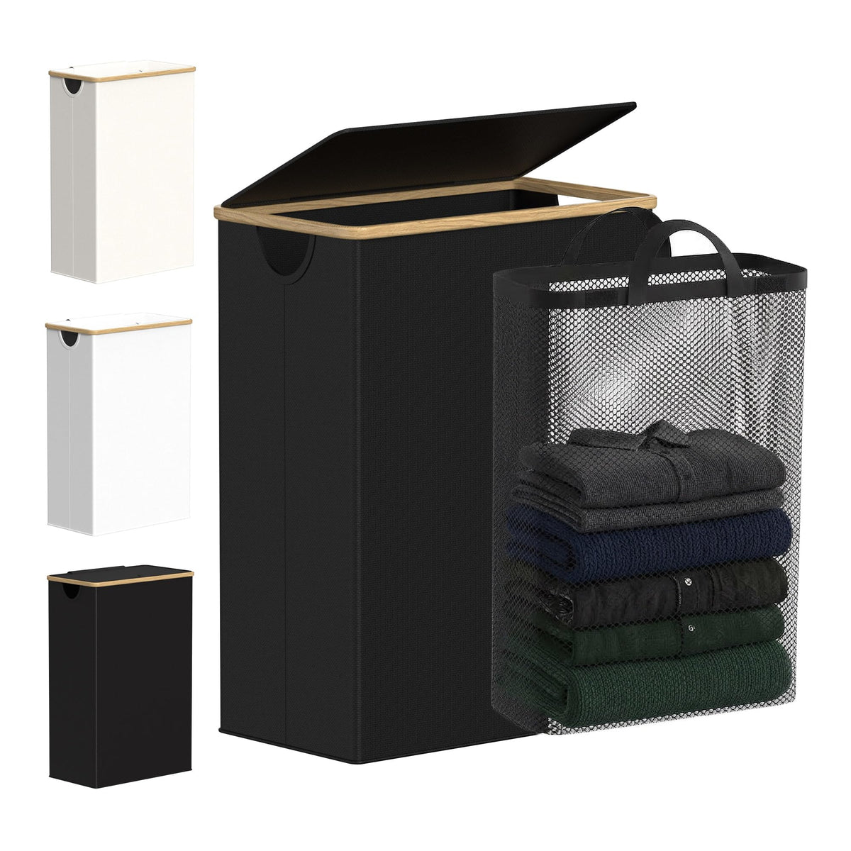 efluky Slim Laundry Basket with Lid front view showing compact design and storage benefits