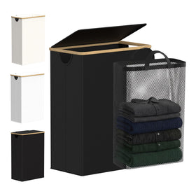 efluky Slim Laundry Basket with Lid front view showing compact design and storage benefits