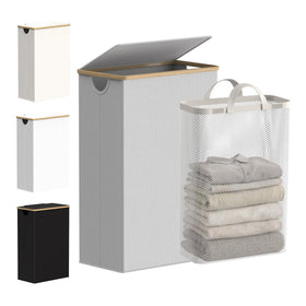 efluky Slim Laundry Basket with lid on, showing a tidy, dust-free setup.