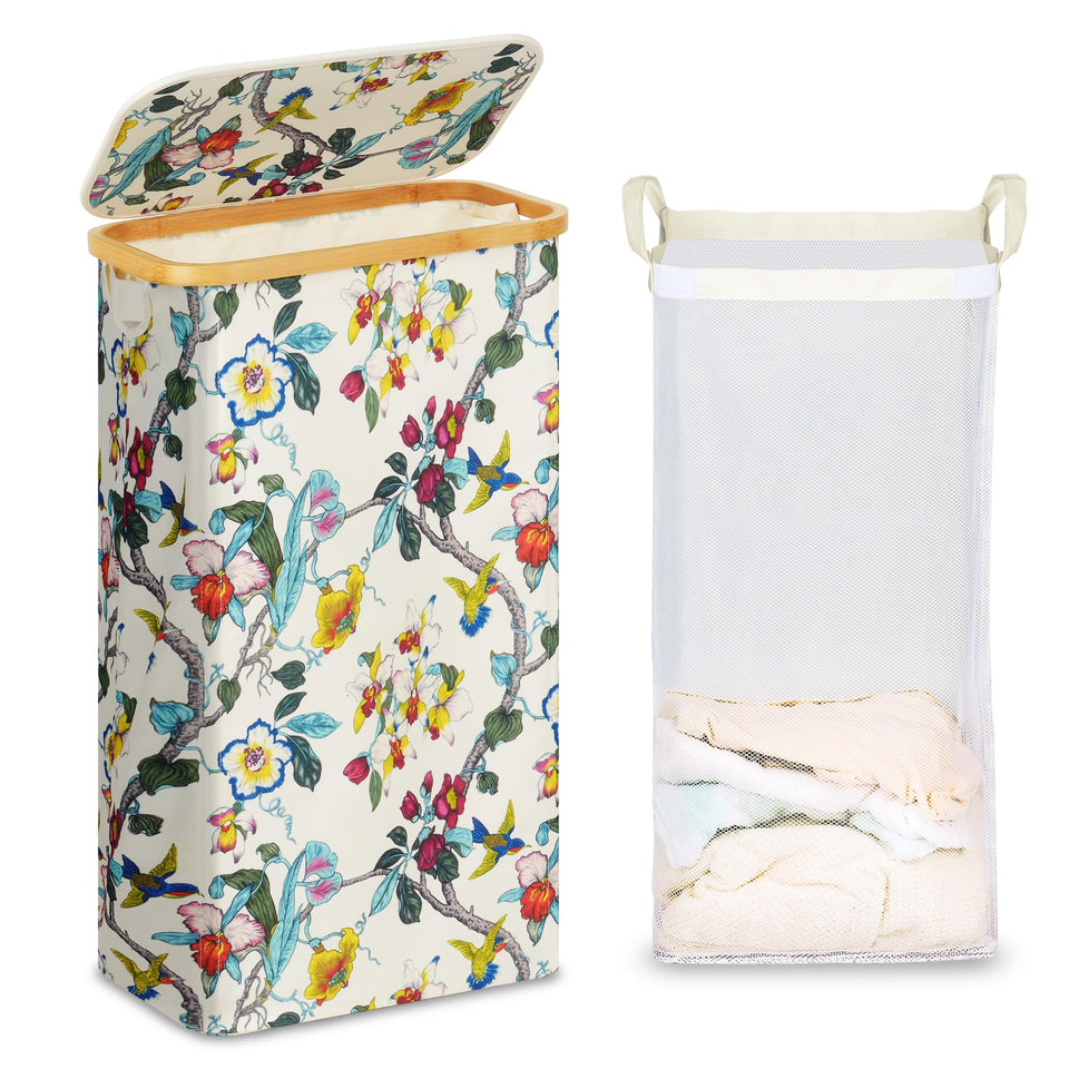 efluky slim laundry basket lid keeps dust out and clutter hidden.