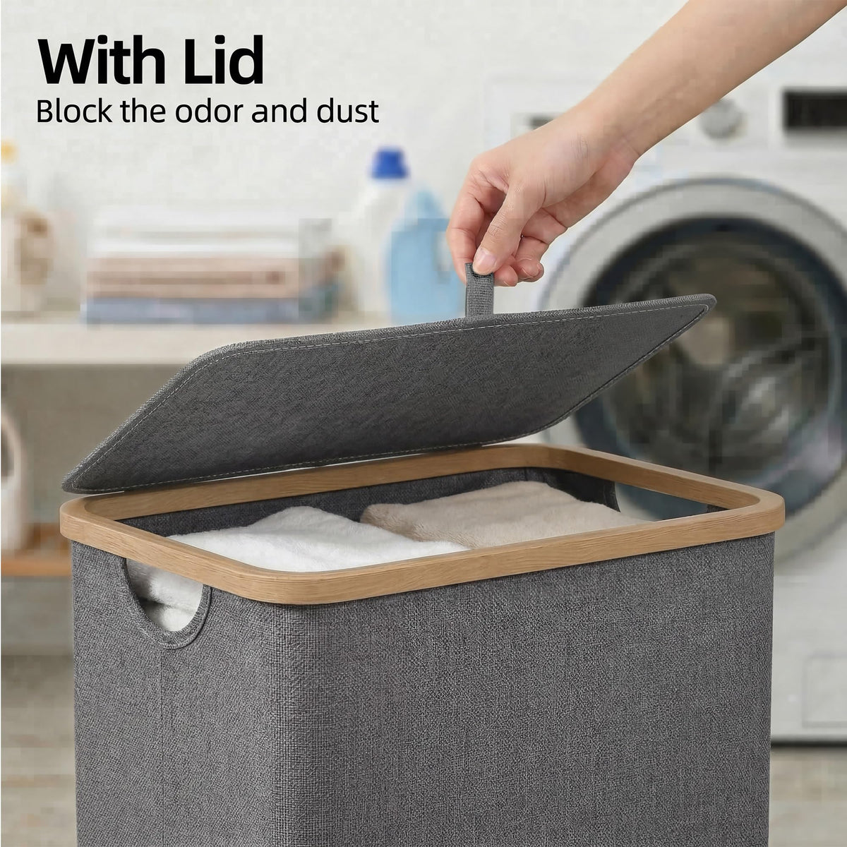 efluky slim basket with removable inner bag for easy sorting and washing.