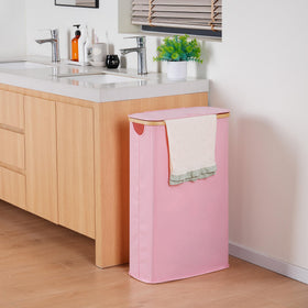 efluky slim laundry basket side view highlighting slender profile for narrow halls
