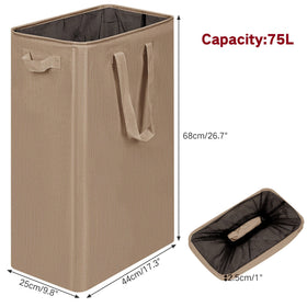 efluky Slim Laundry Basket side view reveals slender profile for tight spaces.