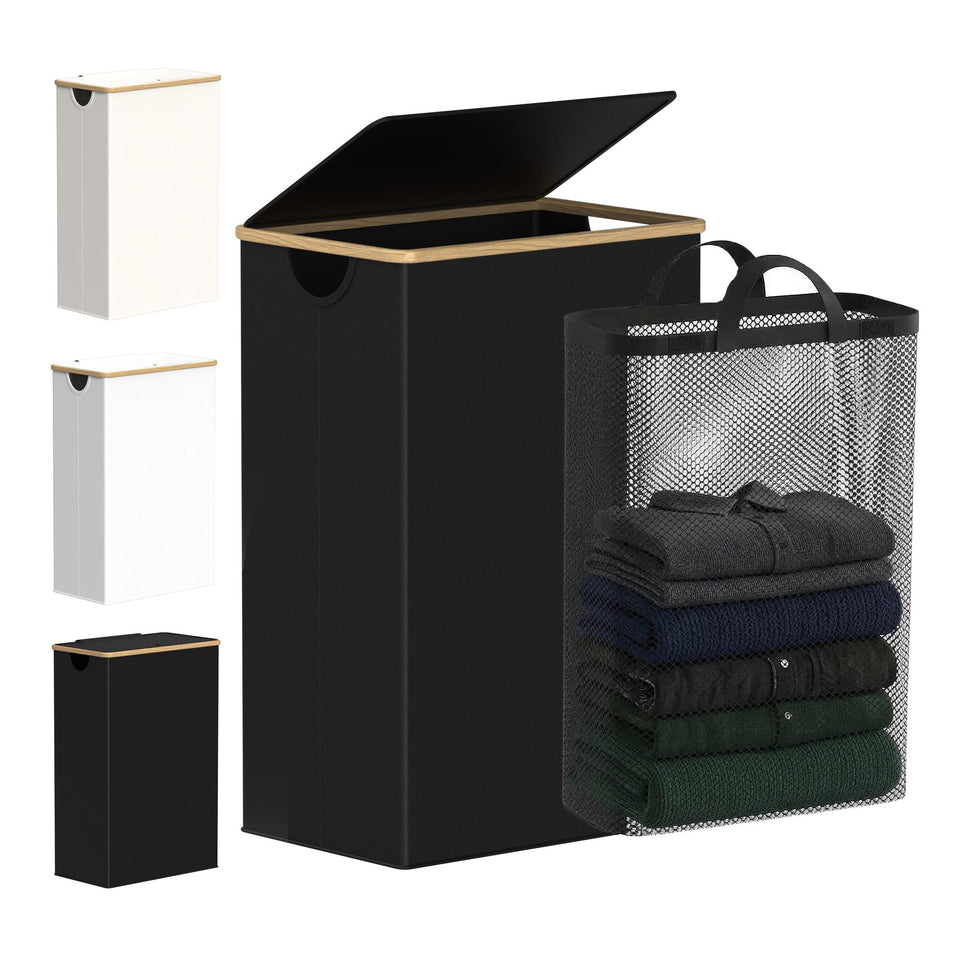 efluky Slim Laundry Basket with Lid front view for compact spaces