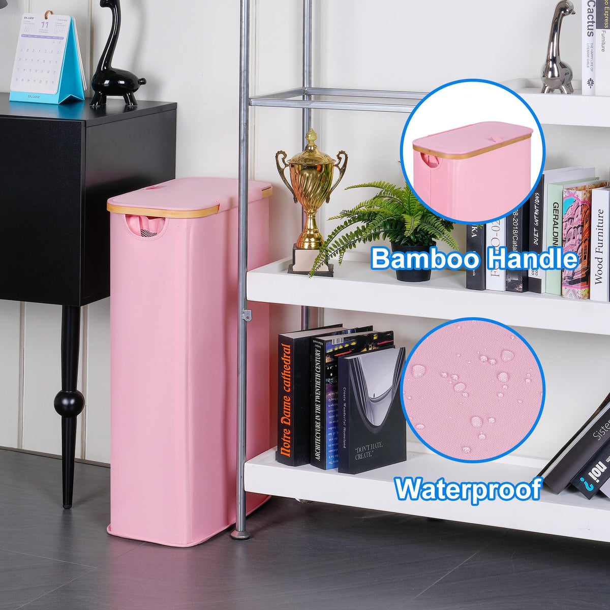 efluky slim laundry basket with lid demonstrating dust protection and odor containment