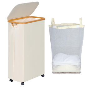 efluky slim laundry hamper on wheels for tight spaces and easy room-to-room transport.