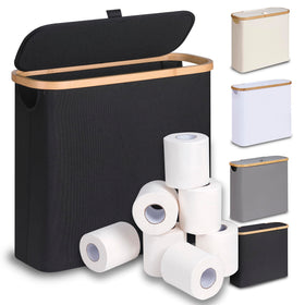 efluky 28L black toilet paper basket with lid holds rolls neatly and accessibly