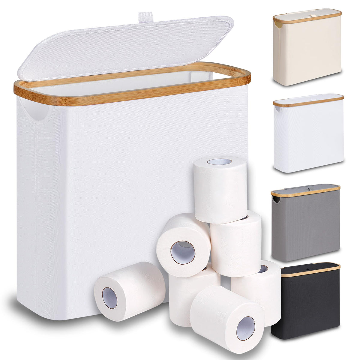 efluky 28L toilet paper basket with lid for clutter-free toilet paper storage