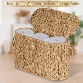 efluky toilet paper basket lid-open demonstrates easy access to rolls while keeping them clean