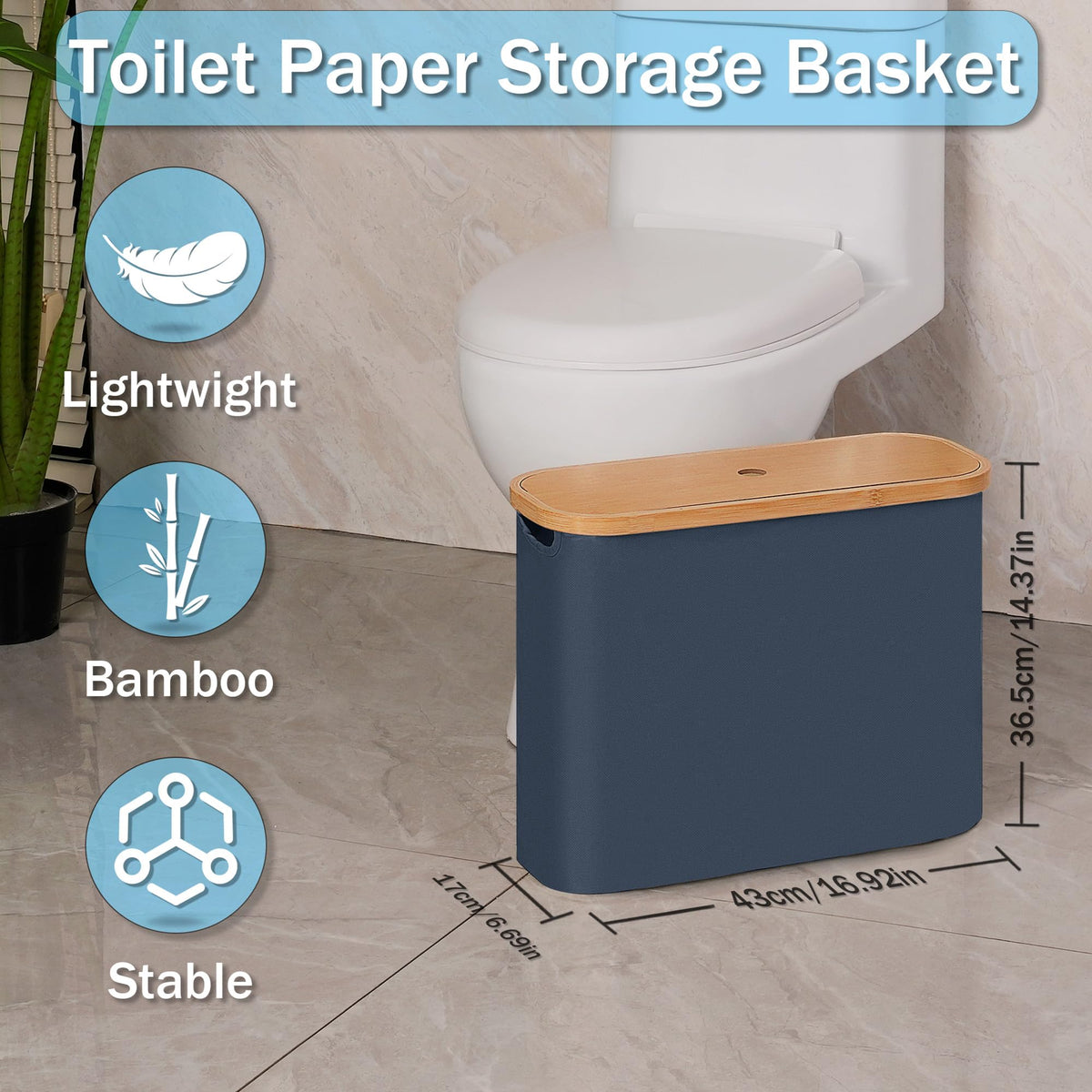 efluky toilet paper basket storage space demonstrates a tall, slim design for compact baths
