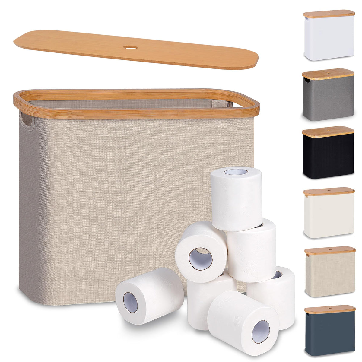 efluky toilet paper basket with lid in brown-beige keeps rolls tidy and accessible
