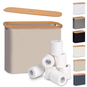 efluky toilet paper basket with lid in brown-beige keeps rolls tidy and accessible