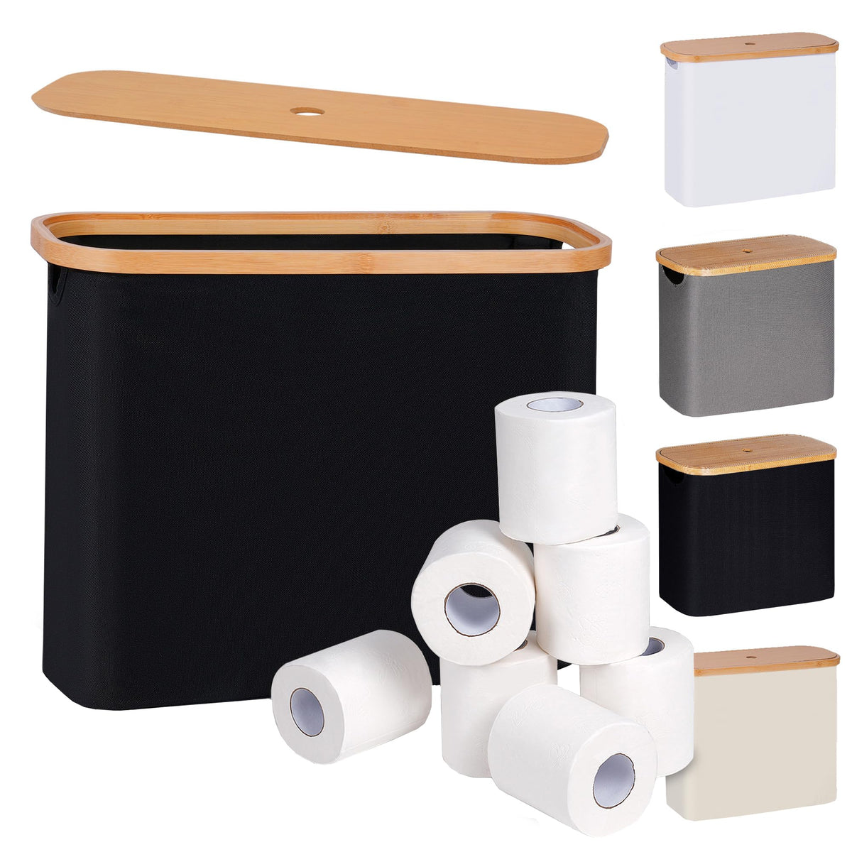 efluky toilet paper storage basket with lid keeps rolls organized and accessible.