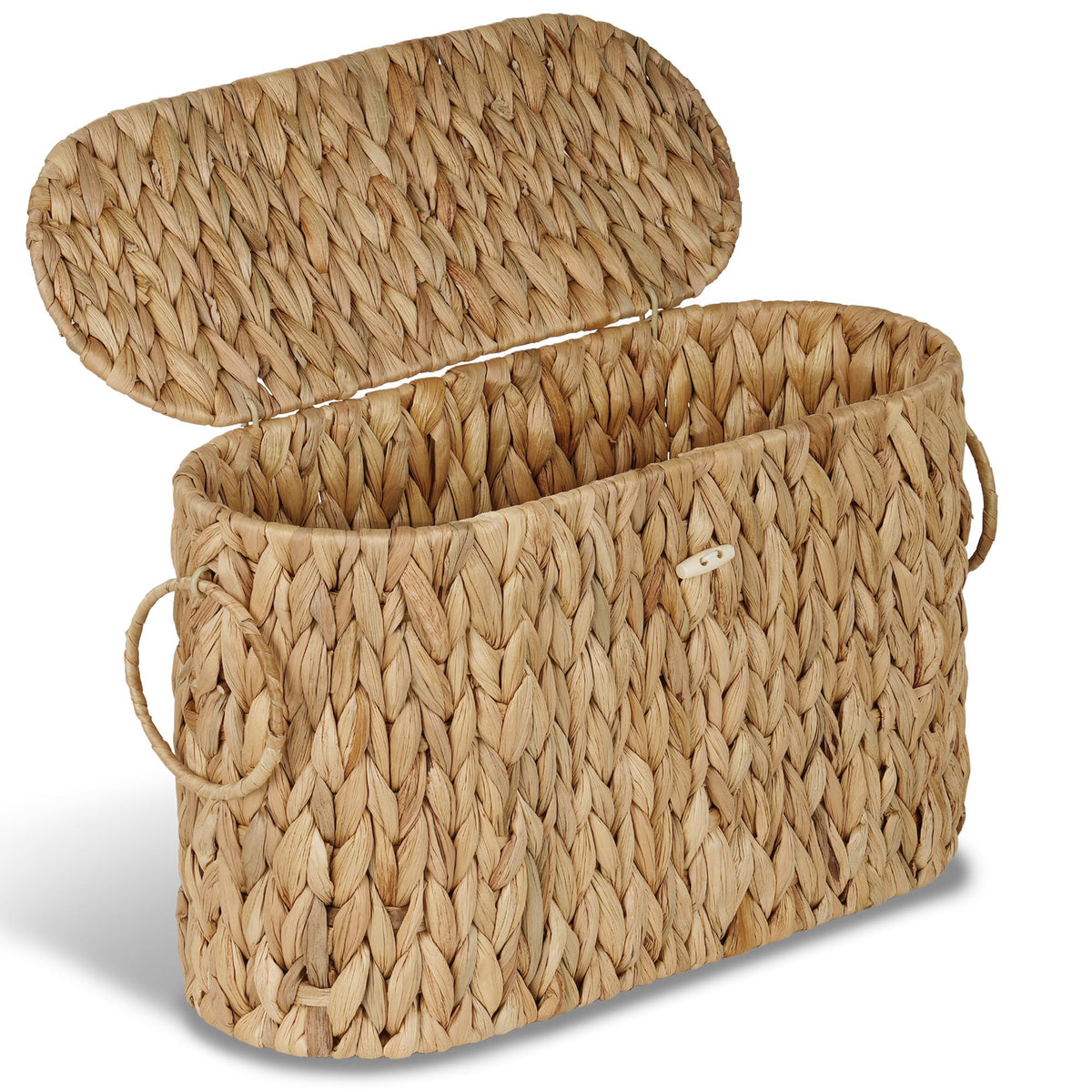 efluky water hyacinth basket close-up shows natural texture and durable weave for stylish storage