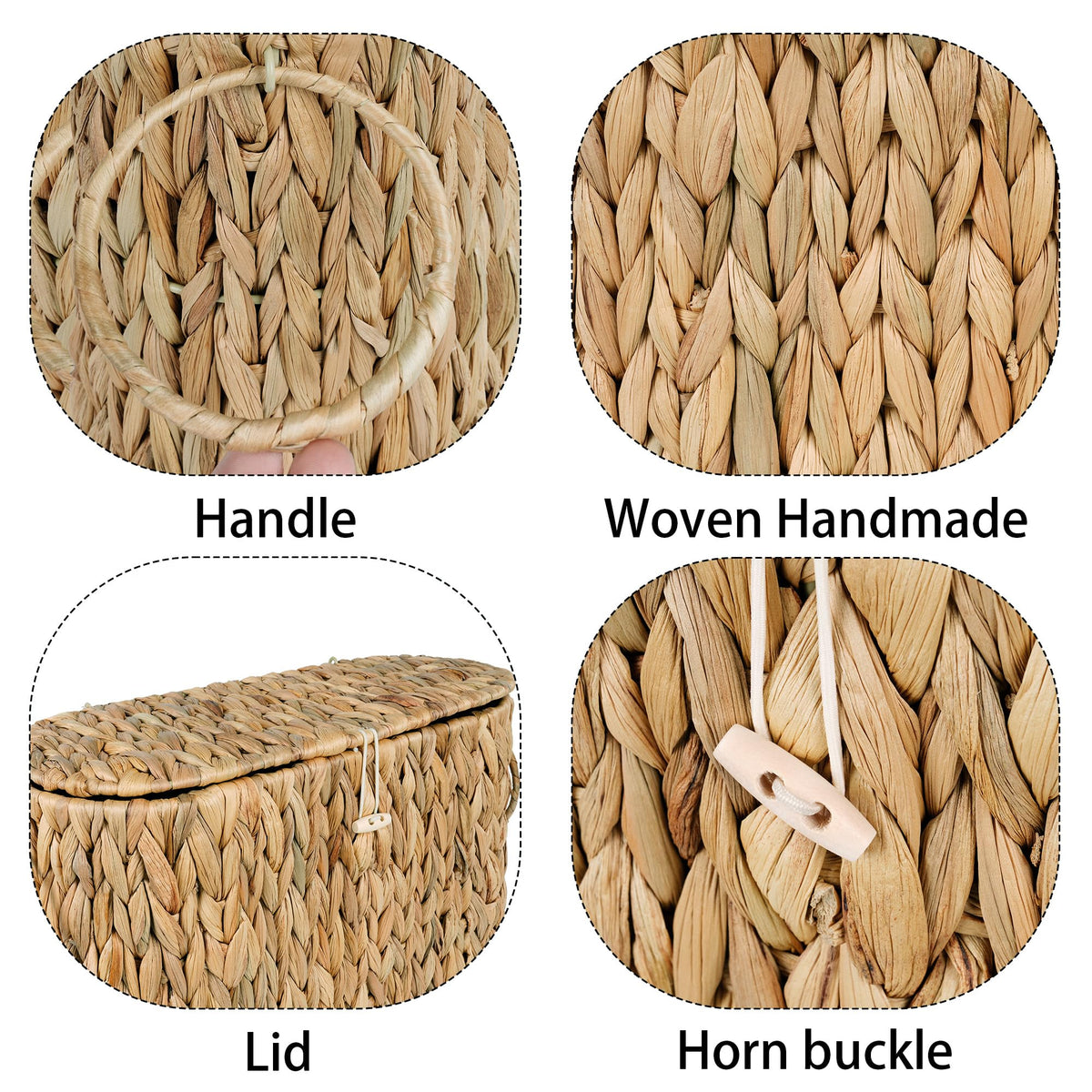 efluky water hyacinth basket-dust-free-storage shows dust protection with enclosed lid