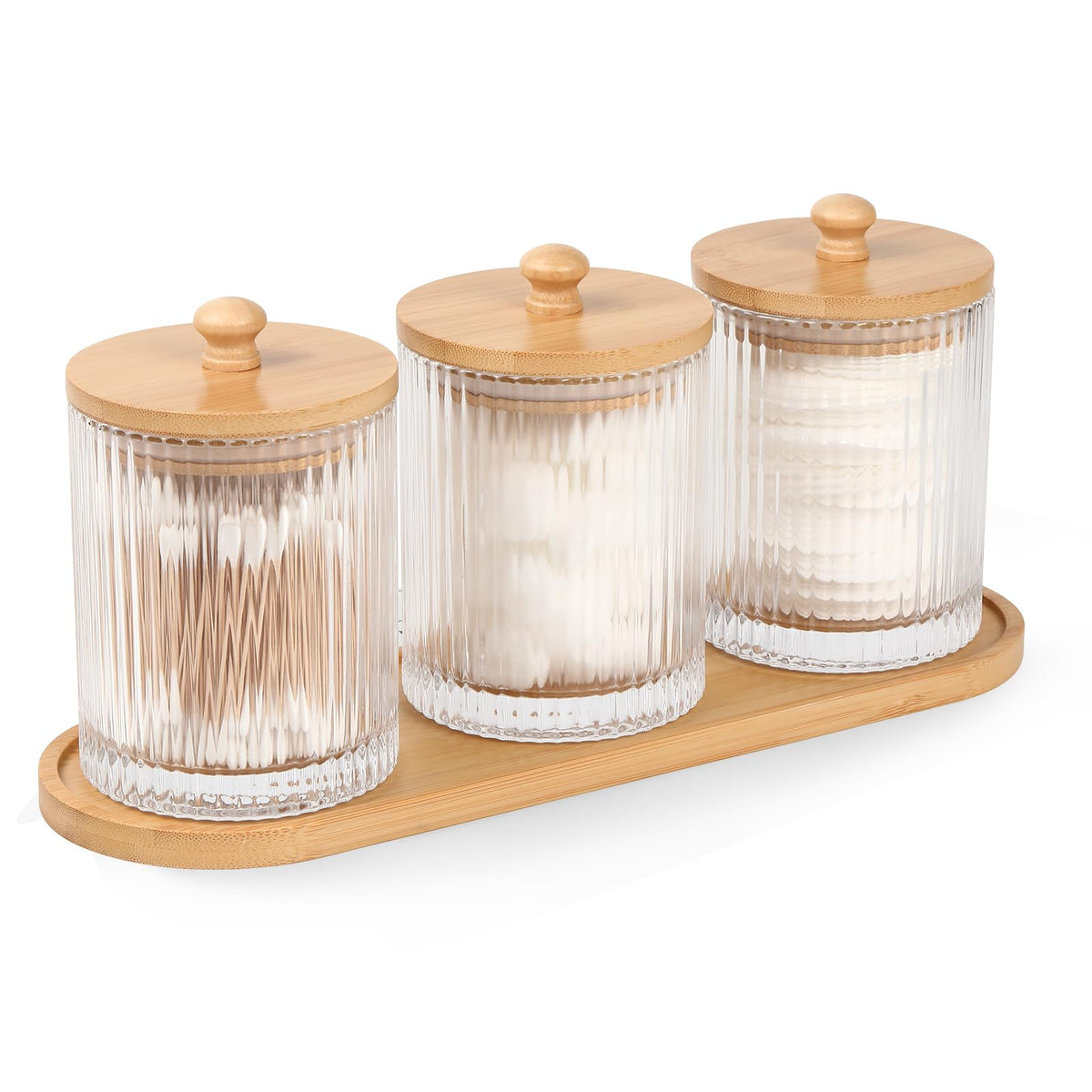 Eggs Sound qtip holder glass jar with lid for organized bathroom storage