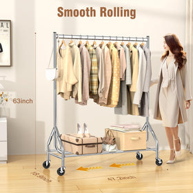 EAGMAK heavy duty clothes rack front view with wide hanging space for organization