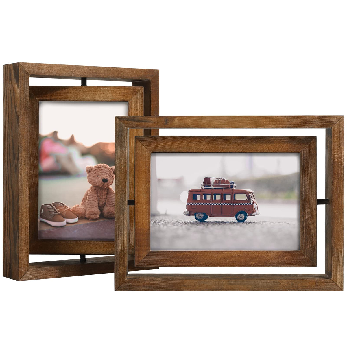 Egofine 2-pack 4x6 rotating frame front view with two-sided display and HD glass