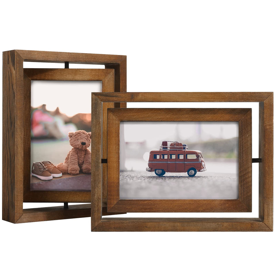 Egofine 2-pack 4x6 rotating frame front view with two-sided display and HD glass