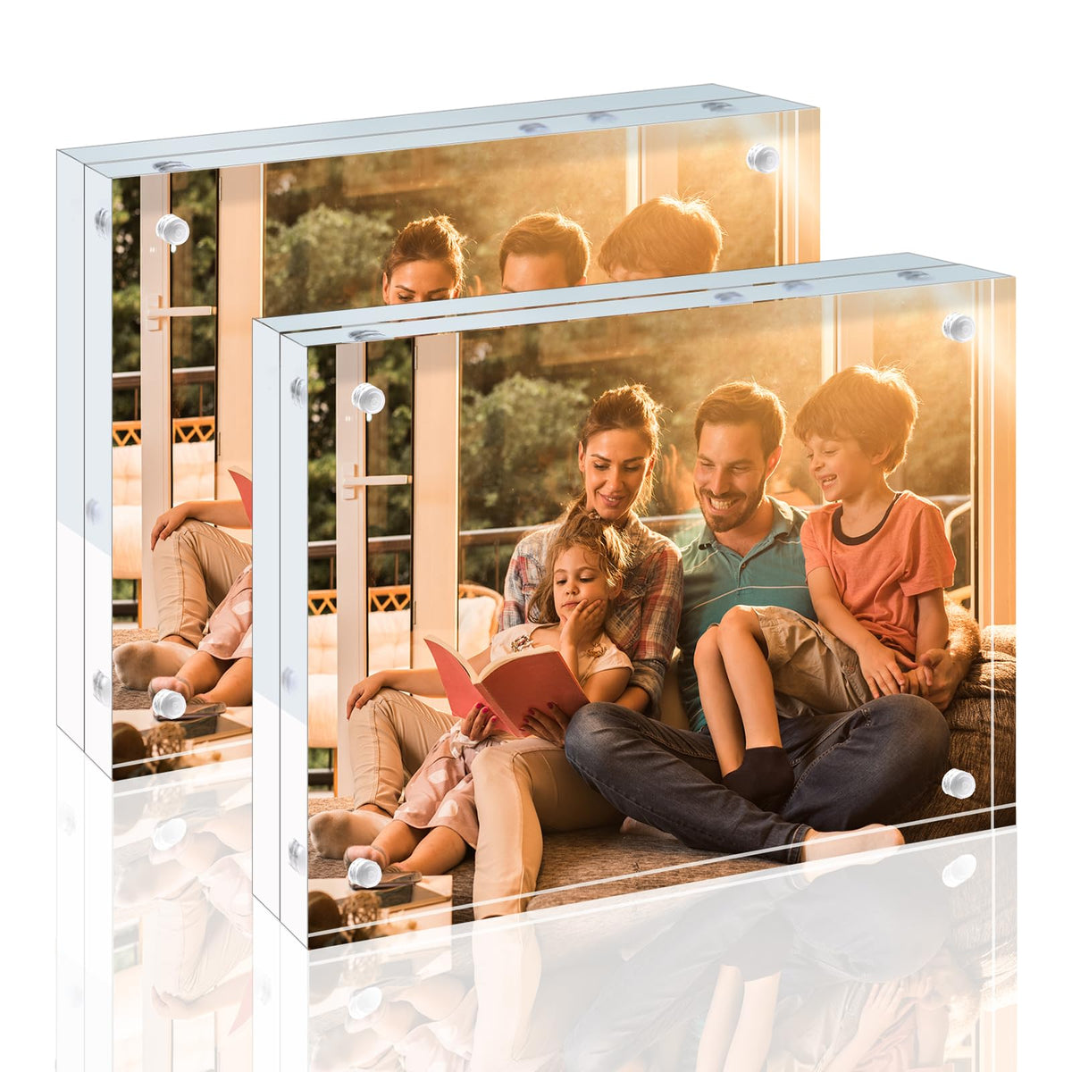 Egofine 5x7 acrylic frame double-sided display for versatile photo presentation.