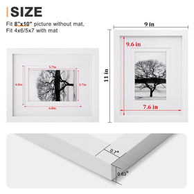 Egofine 8x10 frame with mats interior opens for 4x6 and 5x7 photos.