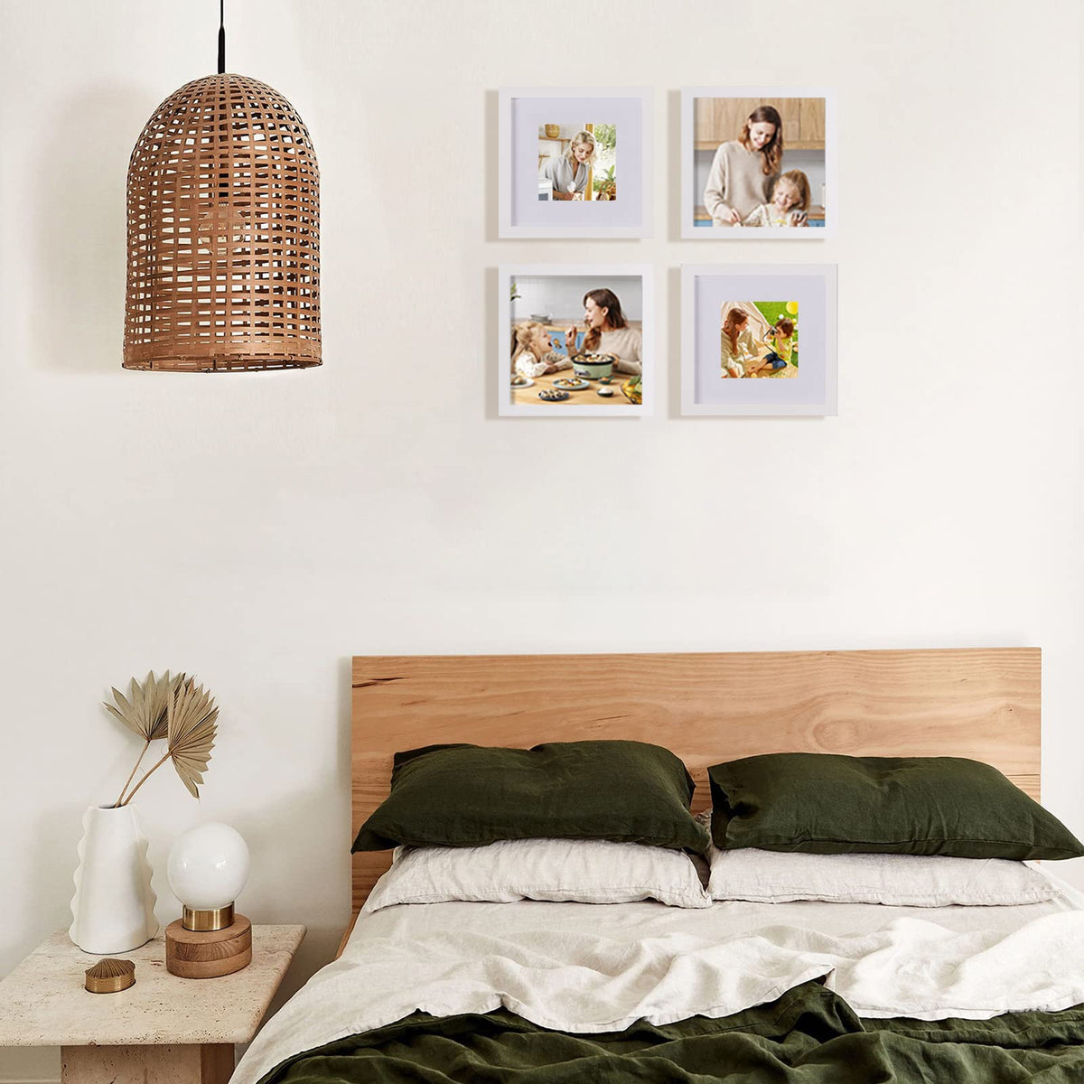Egofine 8x8 frame fits wall or desk setups for flexible arrangement.