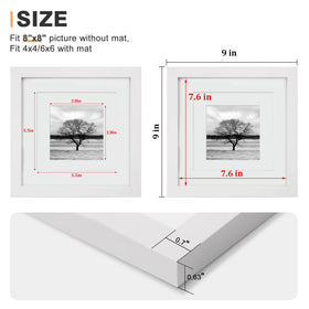 Egofine 8x8 frame side angle highlights the 4x4 mat for focused photos.