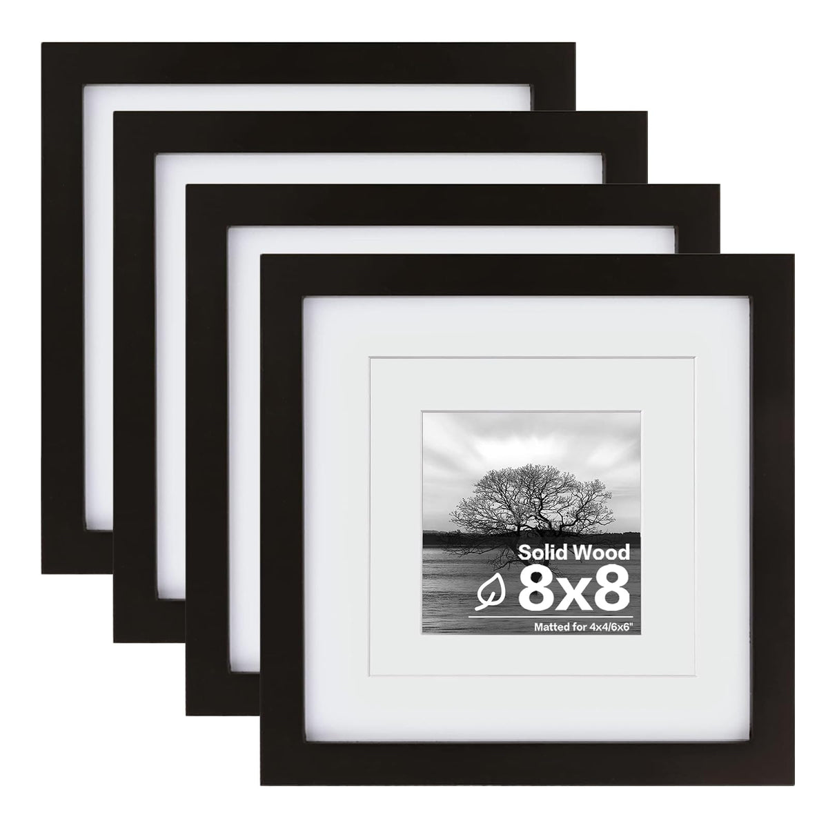 Egofine 8x8 frame in solid black wood for desk or wall display.