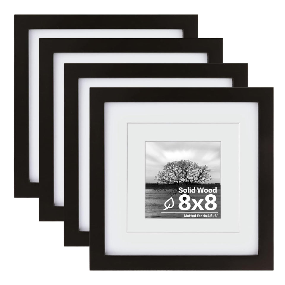 Egofine 8x8 frame in solid black wood for desk or wall display.