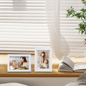 Egofine kickstand supports horizontal or vertical desk display.