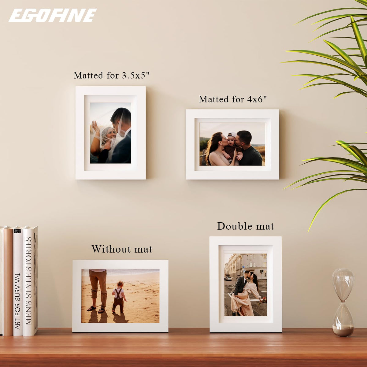 Egofine plexiglass front protection keeps photos clear.