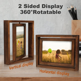 Egofine wood-distressed-frame side angle highlighting 360-degree rotation