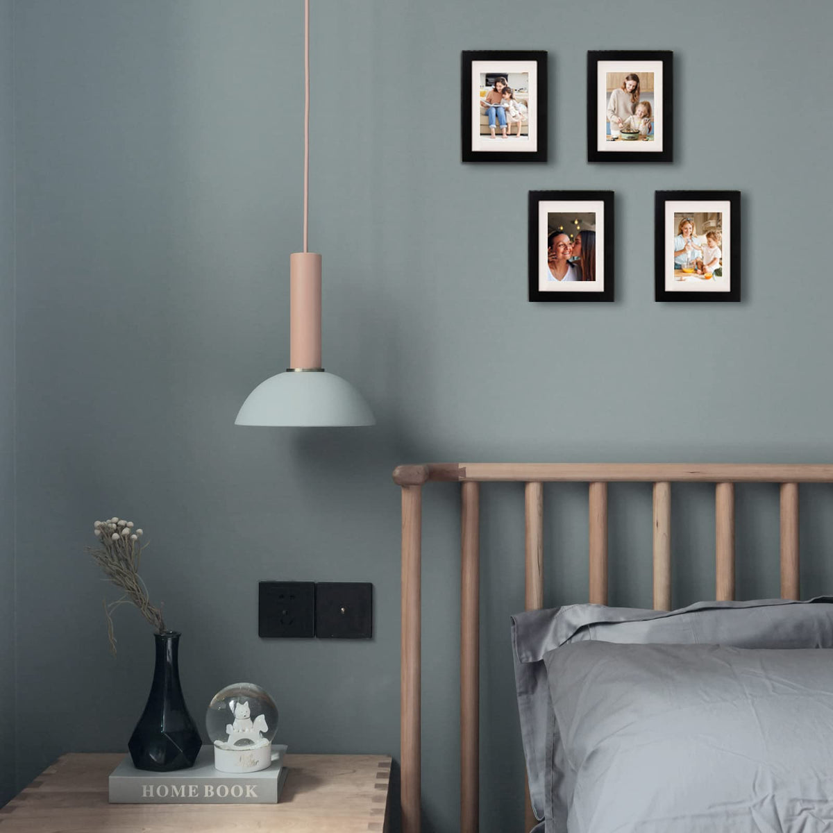 Egofine wood grain close-up emphasizes premium black frame finish